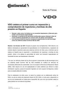 VDO celebra el primer curso en reparación y presión en España