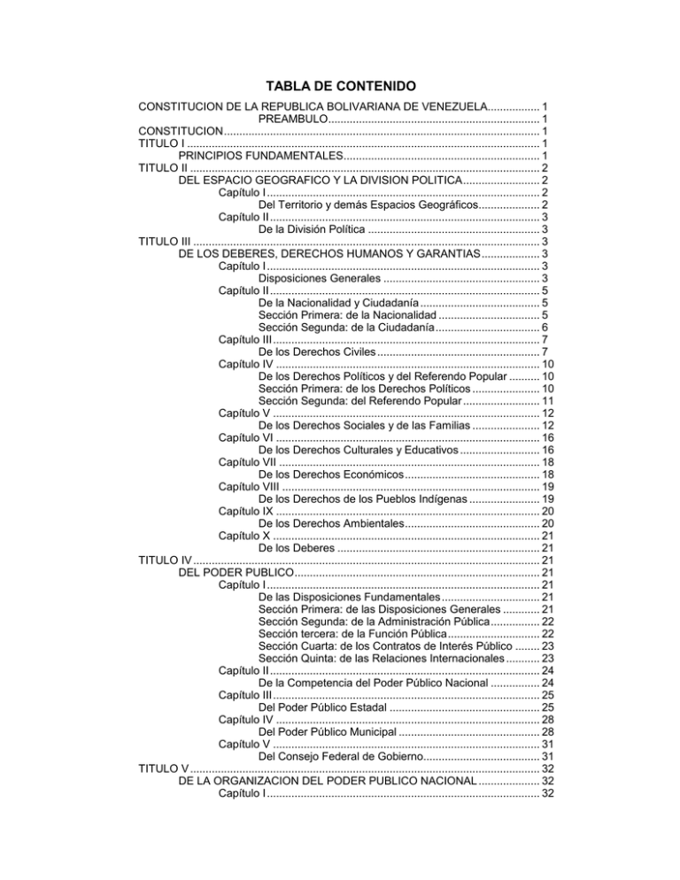 TABLA DE CONTENIDO