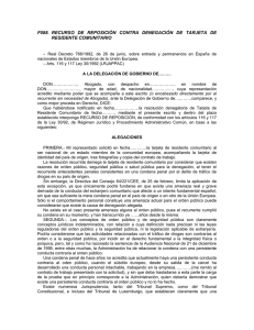 F088. Recurso de reposición contra denegación de Tarjeta de