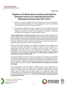 Regidores de Benito Juárez pondera pluralidad e Municipal de Desarrollo 2013-2016