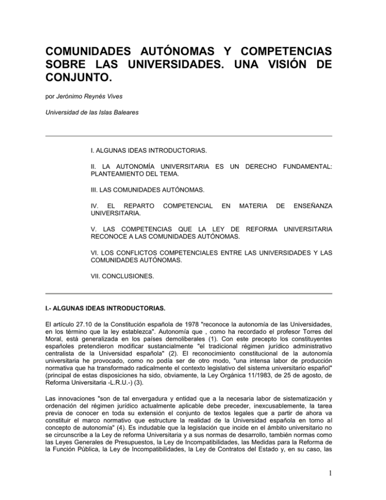 Comunidades Aut Nomas Y Competencias Sobre Las