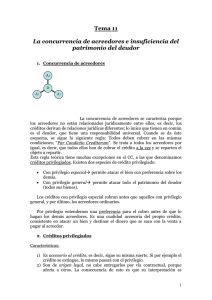 Tema 11  La concurrencia de acreedores e insuficiencia del patrimonio del deudor