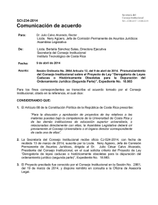 Comunicación de acuerdo  SCI-234-2014