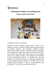 1 CAMPEONATO MUNDIAL DEL ENCEBOLLADO Manta, agosto 16