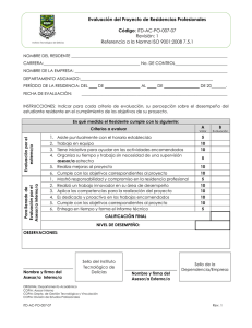 Plantilla Evaluación de Residencia - Instituto Tecnológico de Delicias