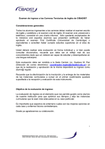 Examen de ingreso a las Carreras Terciarias de Inglés de CIBADIST