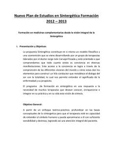 Nuevo Plan de Estudios en Sintergética Formación 2012 – 2013