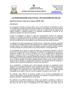 LA INVESTIGACIÓN CUALITATIVA. APLICACIONES EN SALUD.