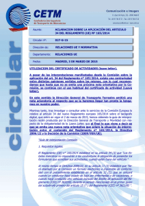 CIRCULAR CETM 027-G-15 ( ACLARACION APLICACION ART.34
