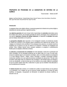 Propuesta Programa Historia Quimica. 3ª version. Plazo para su