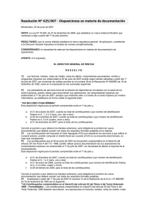 Resolución Nº 625/007 - Disposiciones en materia de documentación
