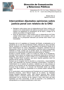 Intercambian diputados opiniones sobre justicia penal con relatora