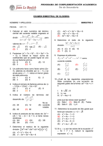 examen bimestral de álgebra