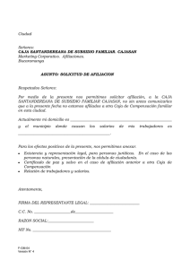 Carta de solicitud de afiliación a la Caja de Compensación