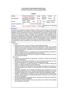 Syllabus Finanzas Corporativas I - Universidad de Especialidades