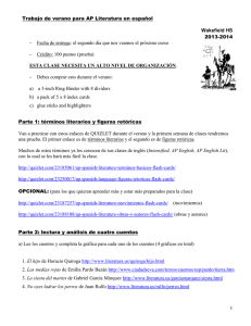 Trabajo de verano para AP Literatura en español 2013-2014