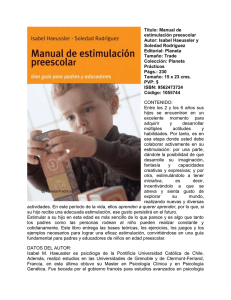 Título: Manual de estimulación preescolar Autor: Isabel Haeussler y Soledad Rodríguez