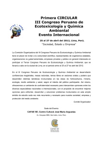 Primera CIRCULAR III Congreso Peruano de Ecotoxicología y Química Ambiental