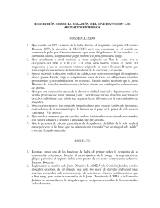 resolución sobre la relación del sindicato con los abogados externos