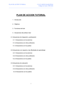 PLAN DE ACCIÓN TUTORIAL C.E.I.P. QUINTANADUEÑAS  Código de Centro: 09012266