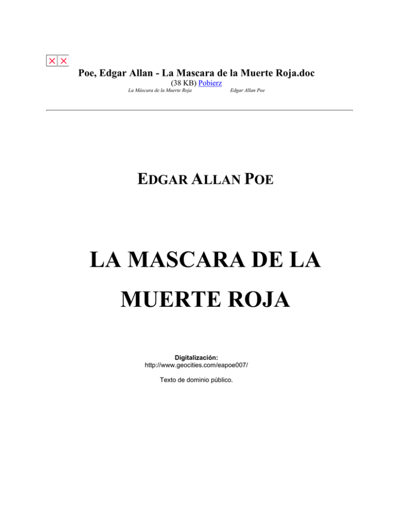 Poe Edgar Allan La Mascara De La Muerte Roja P