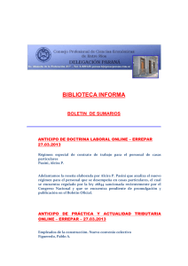 BIBLIOTECA INFORMA BOLETIN DE SUMARIOS ANTICIPO DE