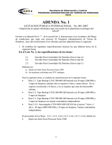 ADENDA No. 1 LICITACION PUBLICA INTERNACIONAL   No. 001-2007