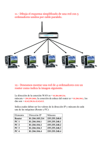 11.- Dibuja el esquema simplificado de una red con 5 ordenadores