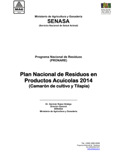 SENASA  Plan Nacional de Residuos en Productos Acuícolas 2014
