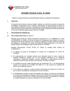 INFORME TÉCNICO (P.INV)  Nº 399/09  “