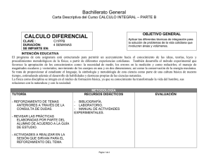 CALCULO DIFERENCIAL Bachillerato General  – PARTE B