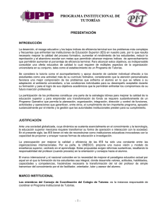 PROGRAMA INSTITUCIONAL DE TUTORÍAS PRESENTACIÓN