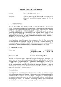 PRONUNCIAMIENTO Nº 136-2010/DTN  Entidad: Municipalidad Distrital de Comas