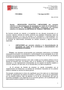 informe juridico regulacion subcontratacion convenio hosteleria