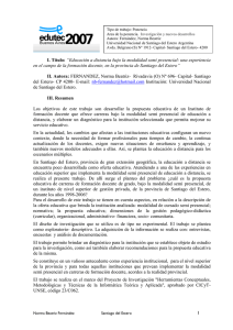 Tipo de trabajo: Ponencia Area de la ponencia. Autora: Fernández, Norma Beatriz