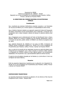Resolución No. 089/08 Reforma a la Regulación No. CONELEC – 001/08