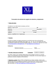 Formulario de solicitud de registro de dominio y alojamiento