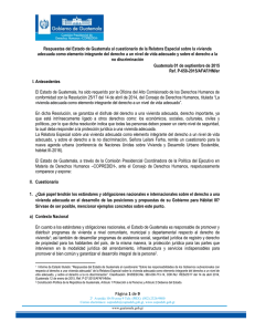 Respuestas del Estado de Guatemala al cuestionario de la Relatora... adecuada como elemento integrante del derecho a un nivel de...