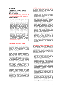 Arauca - Plan Nacional Decenal de Educación 2006-2016