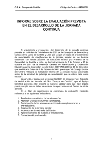 informe sobre la evaluación prevista en el desarrollo de la jornada