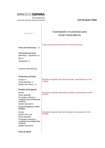 Currículum vitae Contratación en prácticas para recién licenciada/os
