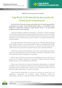 20140205 Convenio financiero Fedeto - Caja Rural Castilla