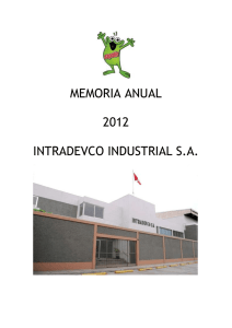 MEMORIA ANUAL 2012 INTRADEVCO INDUSTRIAL S.A.