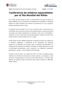 Día Mundial Del Riñón - Gobierno de la Provincia de Córdoba