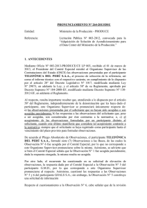 PRONUNCIAMIENTO N° 264-2013/DSU  Entidad: Ministerio de la Producción - PRODUCE