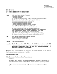 Comunicación de acuerdo SCI-965-2012 Para: