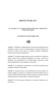 Ley PROYECTO DE LEY  SANCIONAN CON FUERZA DE