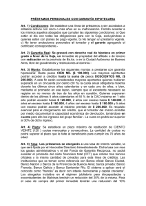 PRÉSTAMOS PERSONALES CON GARANTÍA HIPOTECARIA Art. 1