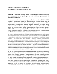 SUPERINTENDENCIA DE SOCIEDADES Oficio 220-073141 Del 04 de Septiembre de 2012  ASUNTO: