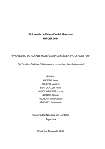 III Jornada de Extensión del Mercosur UNICEN 2014 “PROYECTO